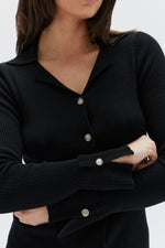 Anala Knit Shirt by Assembly Label - Black - Close Up