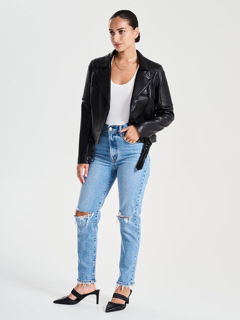 Classic Biker Jacket by Ena Pelly - Black/Smooth