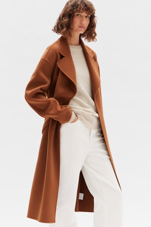 Sadie Single Breasted Coat by Assembly Label - Burnt Ochre - Open