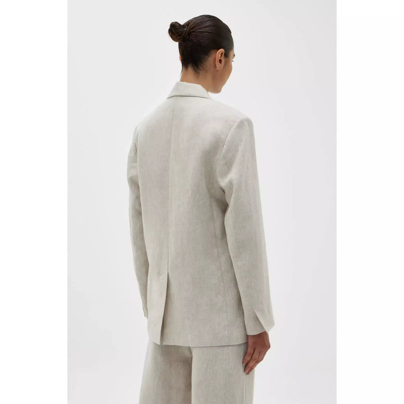 Leila Linen Jacket by Assembly Label - Oat - Back