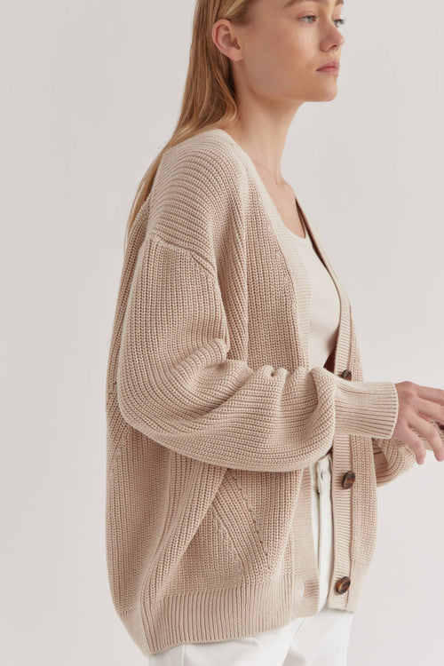 Bria Cotton Cardigan by Assembly Label - Stone - Side