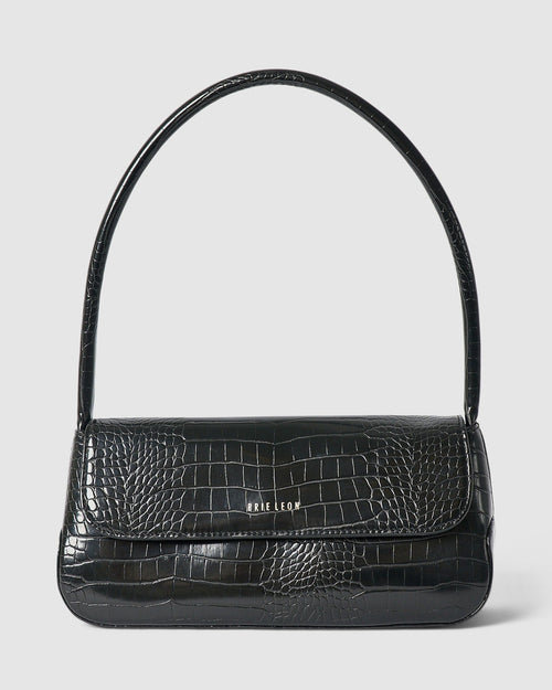 Camille Bag By Brie Leon - Black Brushed Croc