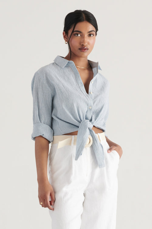 Beau Shirt by Elka Collective - Blue/White Stripe