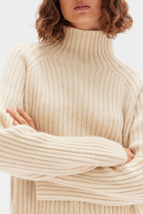 Wool Alpaca Knit by Assembly Label - Cream - Close Up