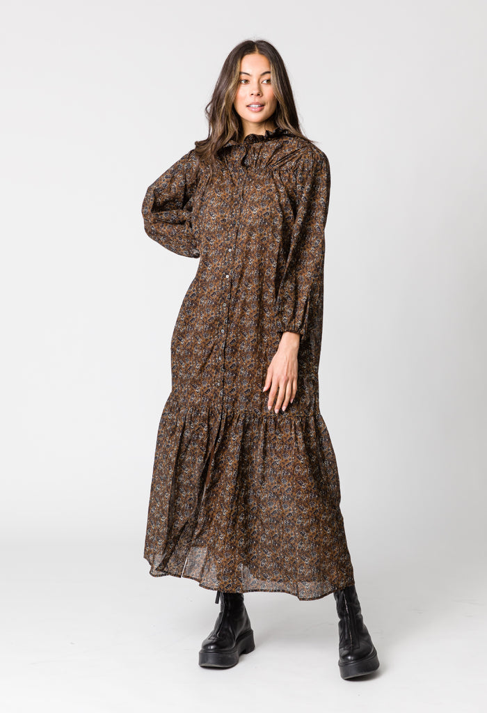 Ashley Dress by Remain - Holiday Floral Brown