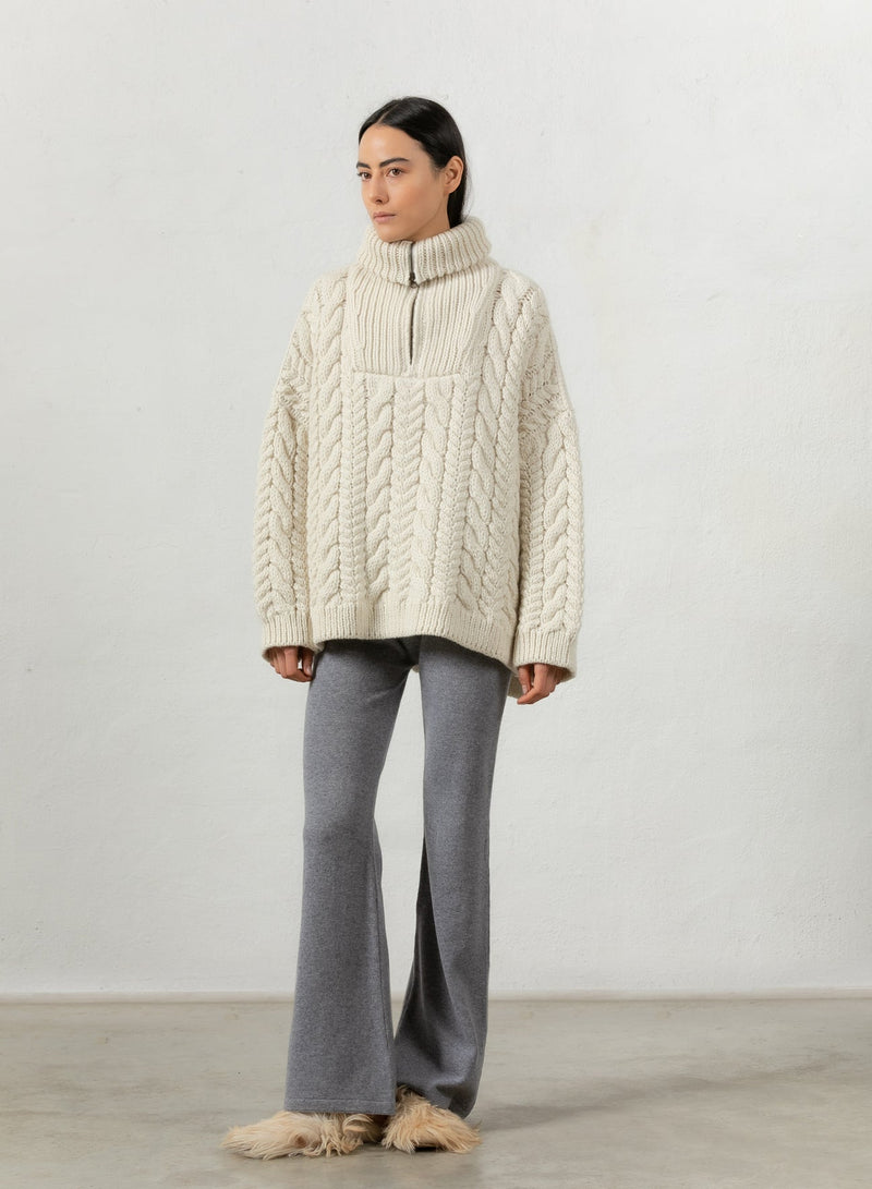 Cable Zip Up Jumper by Mr Mittens - Cream