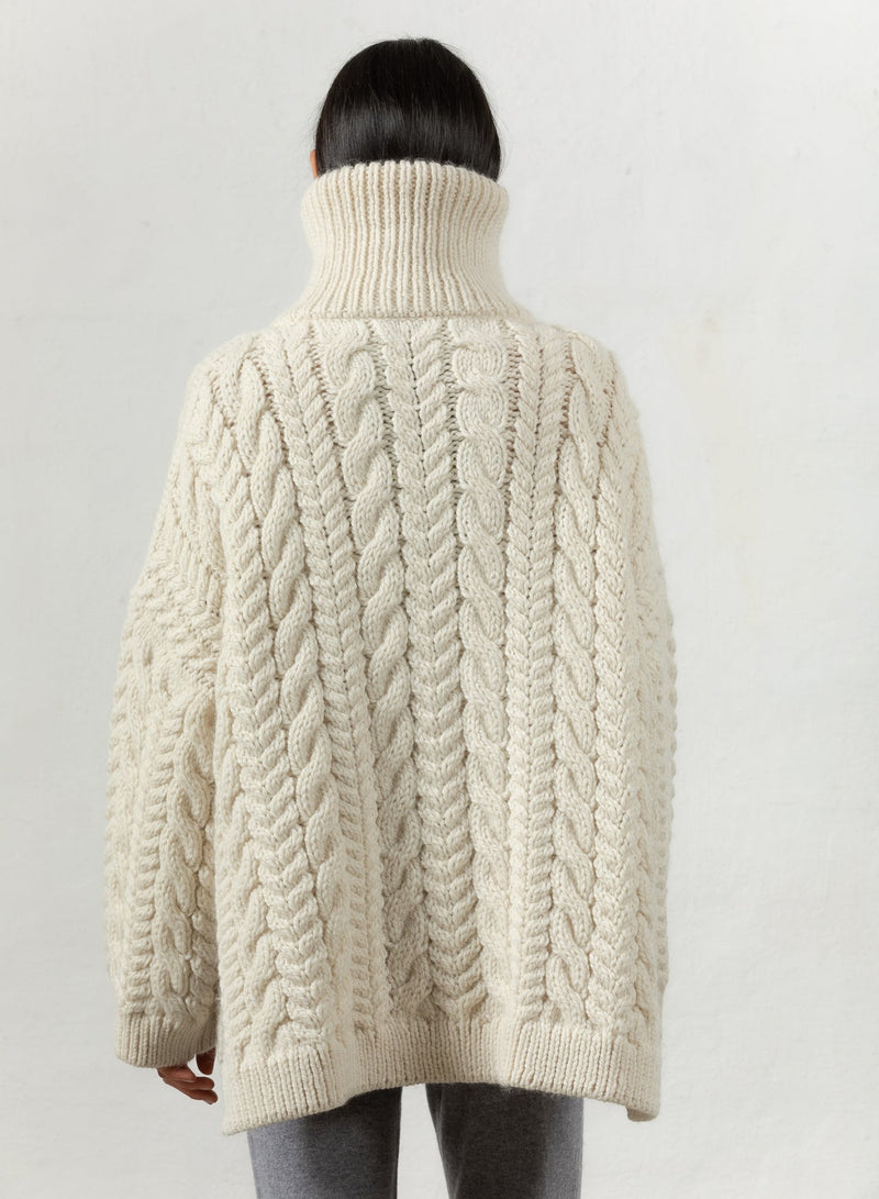 Cable Zip Up Jumper by Mr Mittens - Cream - Back