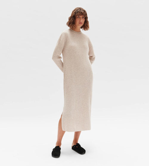 Assembly Label - Wool Cashmere Rib Dress Oat Marle side view