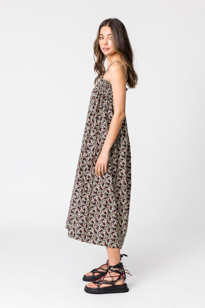 Christy Dress by Remain - Holiday Floral Ivory - Side