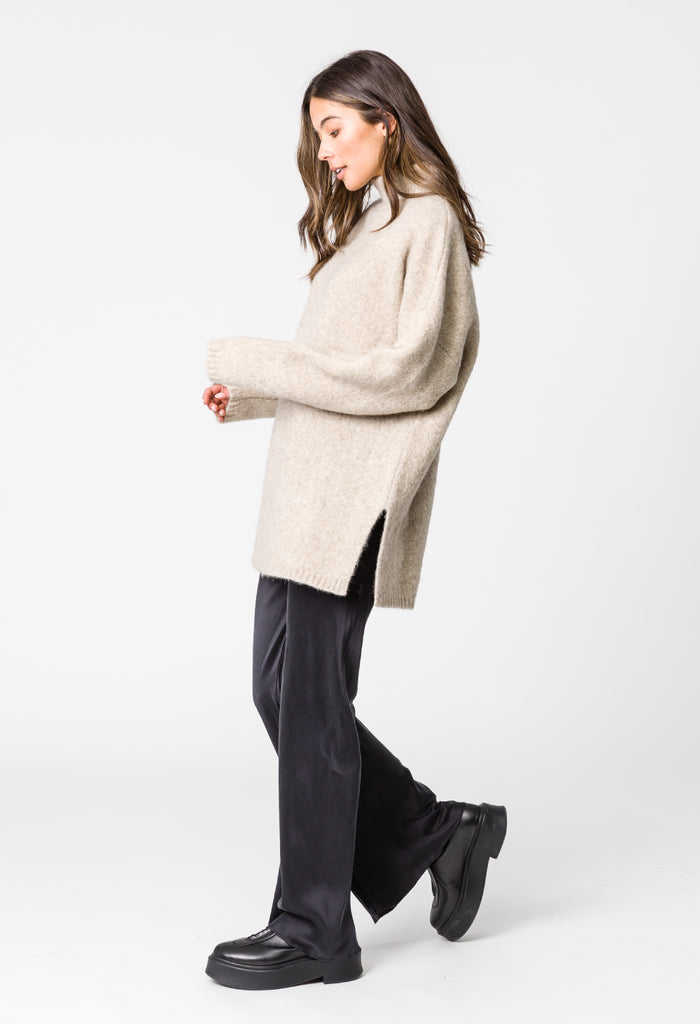 Claudia Long Knit by Remain - Beige - Side