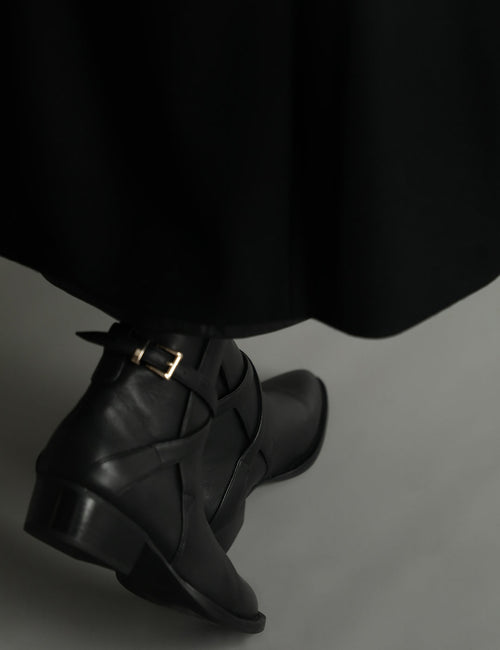 Jess Western Boot by La Tribe - Black Pebbled Leather - Back