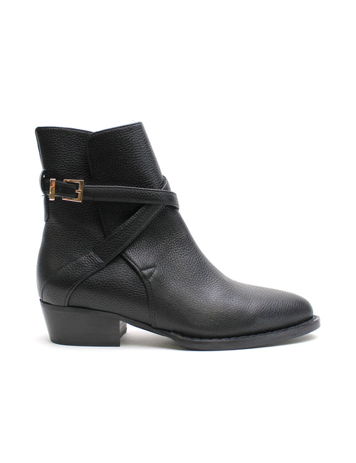 Jess Western Boot by La Tribe - Black Pebbled Leather