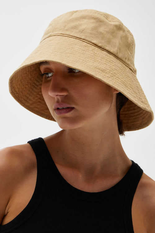 Linen Bucket Hat by Assembly Label - Biscuit - Worn