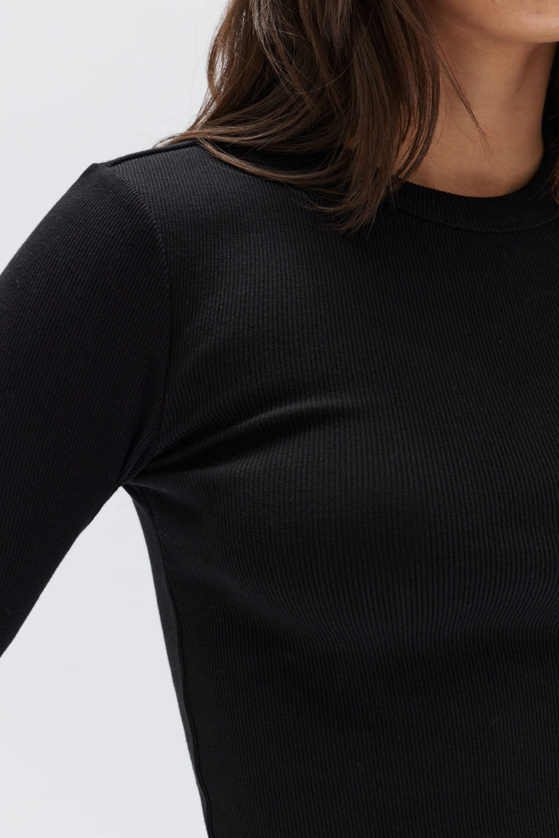 Miana Long Sleeve Top, by Assembly Label - True Black - Close Up