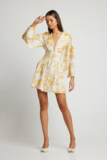 Capri Long Sleeve Mini Dress by SOFIA The Label -Yellow Floral