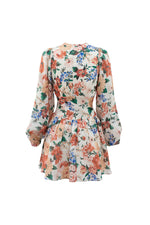 Capri Long Sleeve Mini Dress by SOFIA The Label - Botanical - Dress Back