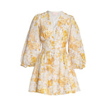 Capri Long Sleeve Mini Dress by SOFIA The Label - Yellow Floral - Dress