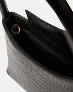 The Mini Chloe Bag By Brie Leon - Black Matte Croc - Interior