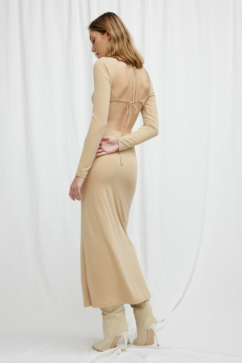 Alma Long Sleeve Dress by Significant Other - Sand - Back